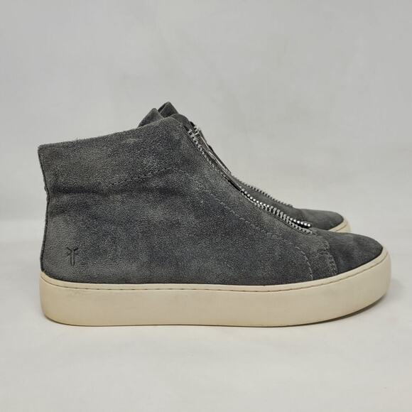 Frye Sneakers Womens 6.5M Gray Suede Lena Zip High Top Shoes Booties - Picture 2 of 12